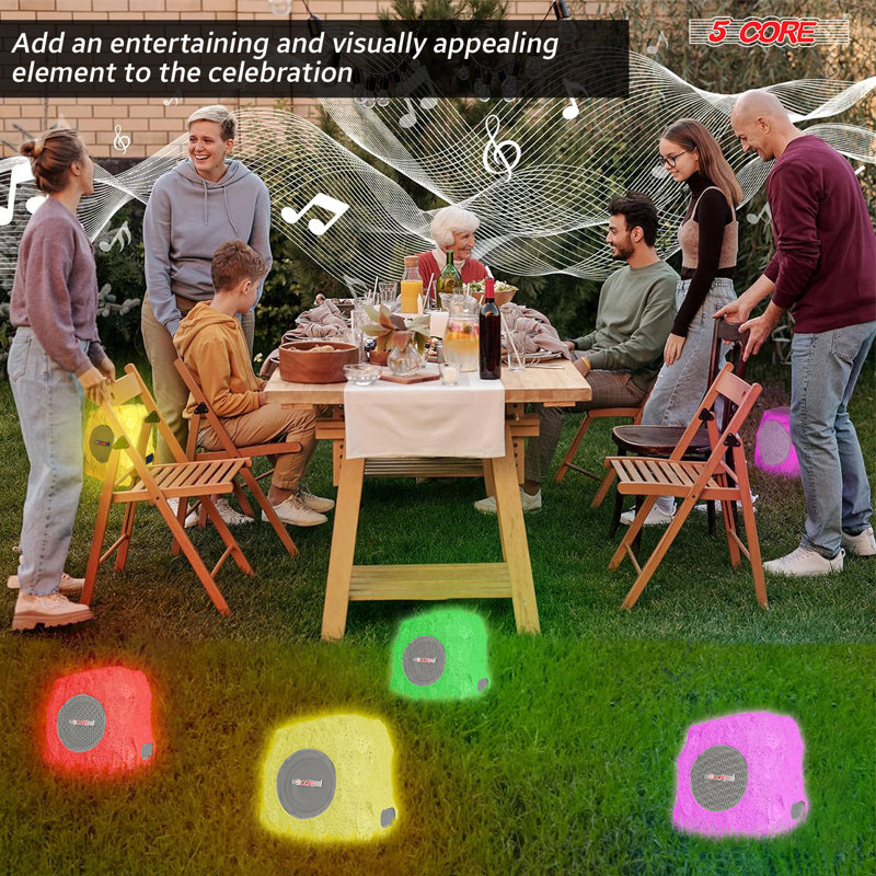 Haut-parleurs de jardin Bluetooth imperméables à 5 noyaux pour l'extérieur et l'extérieur