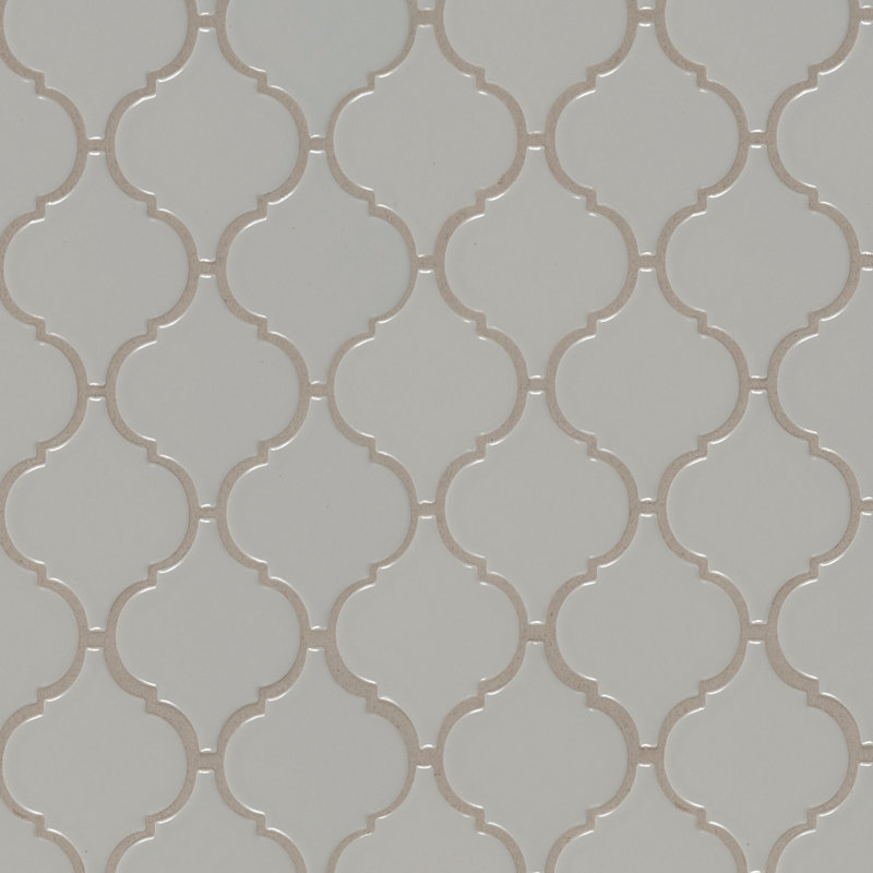 Segment Stone 11 in. x 12.5 in. Glossy Porcelain Arabesque Pattern Floor and Wall Tile, Stone