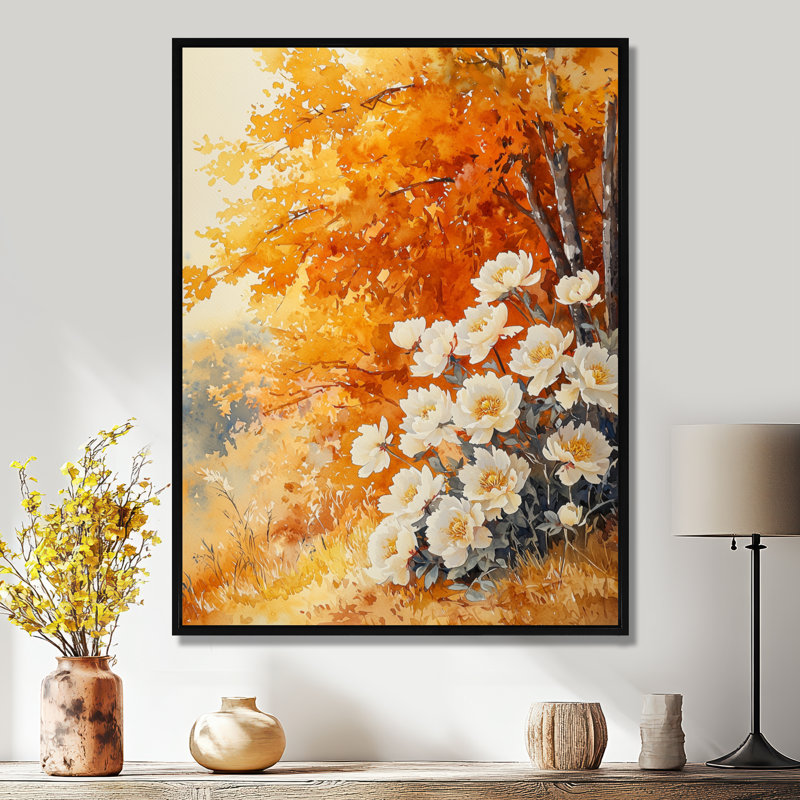Décoration murale pivoines par l'érable d'automne I - pivoines, H 40 po x l 30 po, Noir