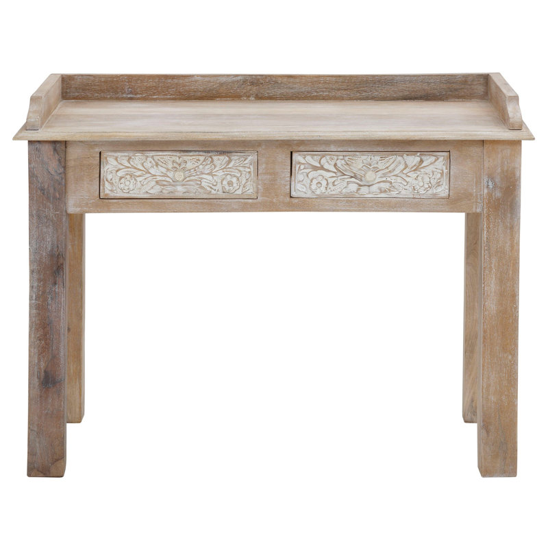 Ashlee Solid Wood Writing Desk, Light Brown