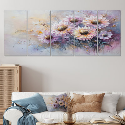 Lavande, minimalisme, tournesols, champ de rêves III - Art mural - ensemble de décoration artistique