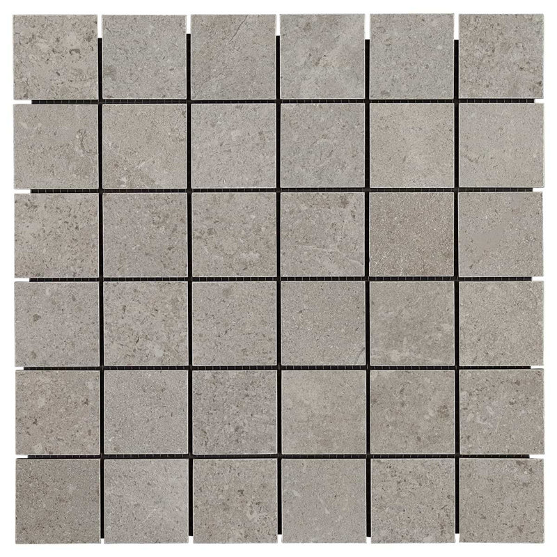 New Rock 2X2 Matte Porcelain Mosaic, Fumo Light Gray