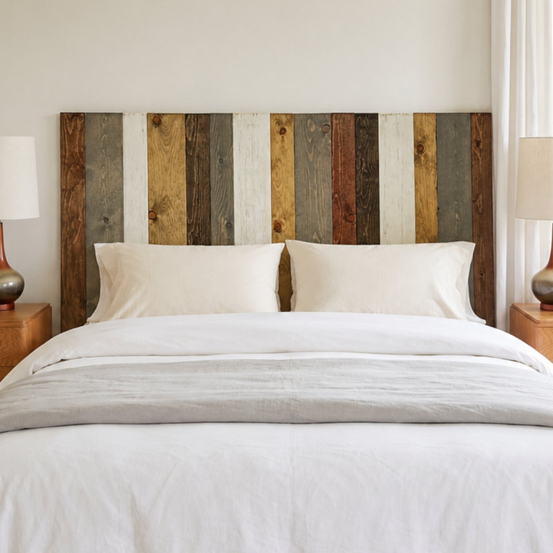 Davel Solid Wood Headboard, Queen, Rustic Mix