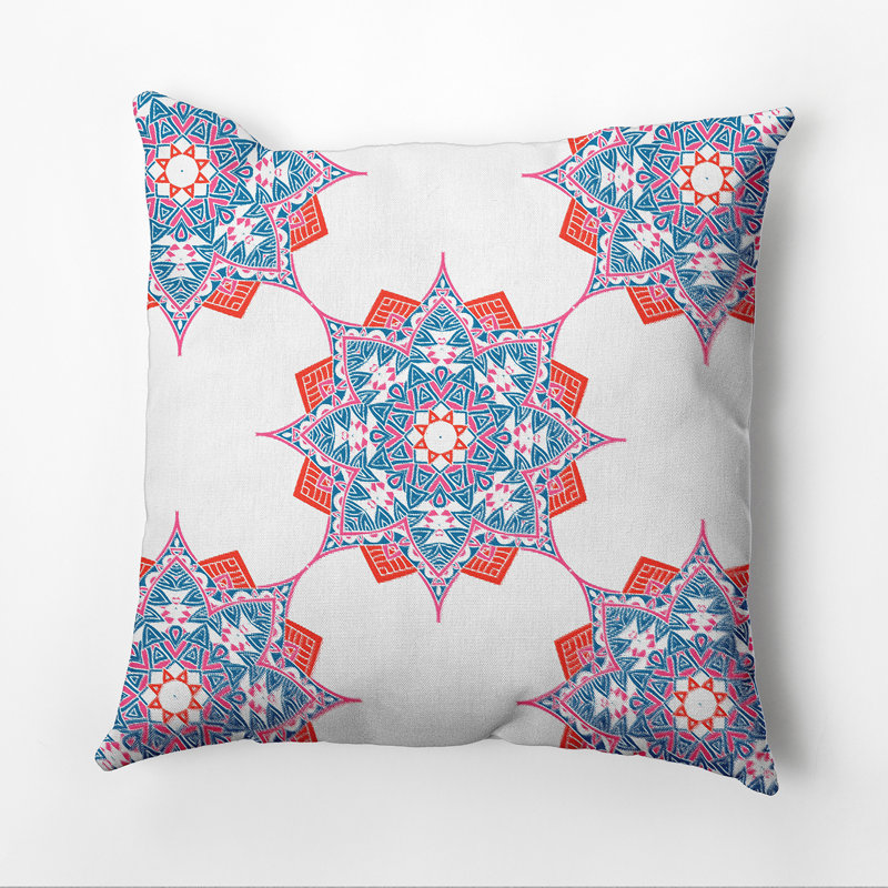 Housse et insert de coussin carré Happy Hippy, H 18 po x l 18 po, Bleu / corail