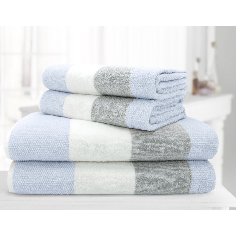 Eloy 100 Percent Cotton Stripe Bath Towel, Sky Blue