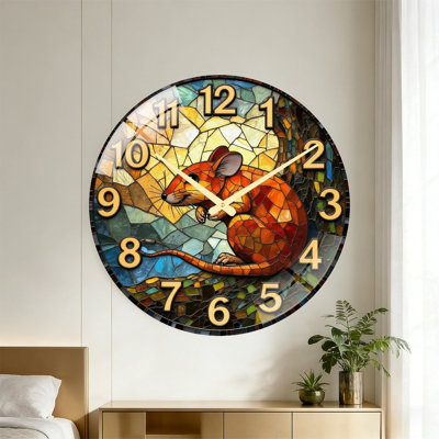 Horloge murale en verre coloré, horloge murale 24 po