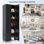 Double Door Tall Storage Cabinet Freestanding Pantry Cabinet-Black-1651218892