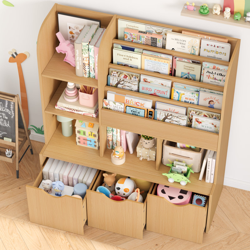 Bibliothèque à cubes Annyah H 47,2 po x l 42,5 po, blanc, Bois naturel