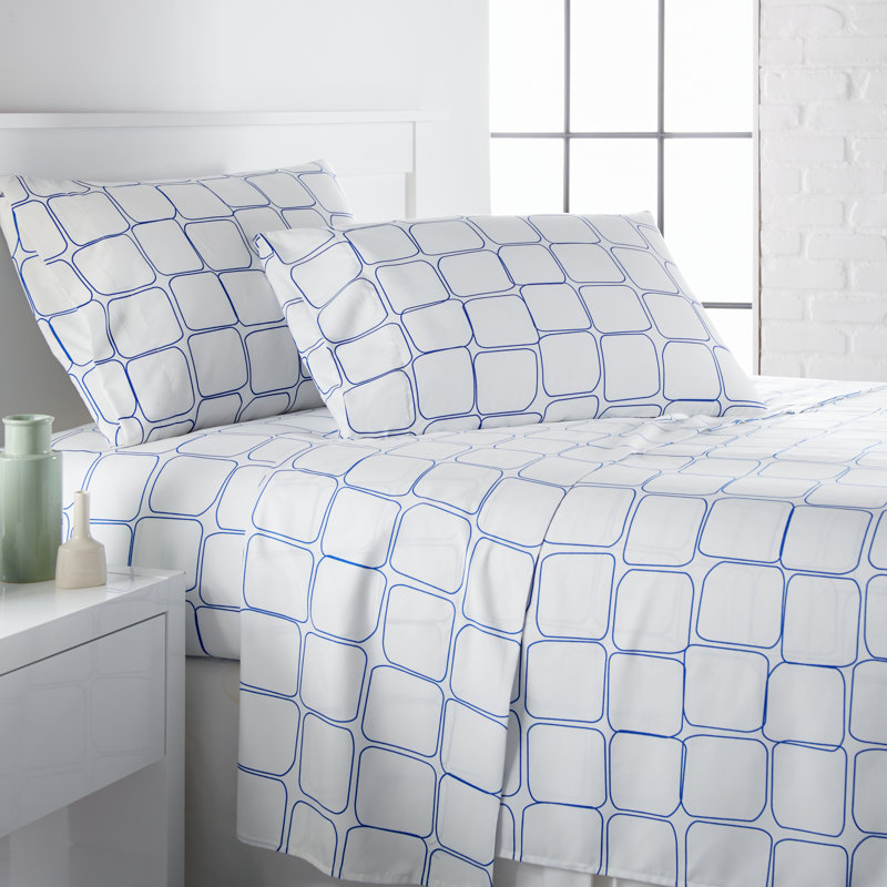 Ensemble de draps Tilted Tiles, Noir, Double