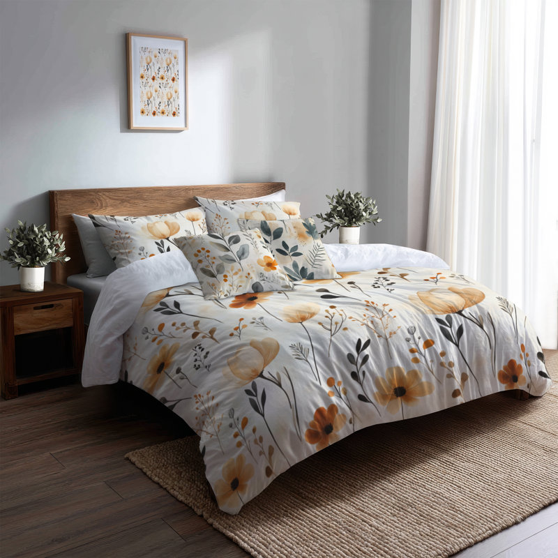 Ensemble de housse de couette et coussin décoratif Boho Bedding, Housse de couette pour lit simple + 4 pièces supp