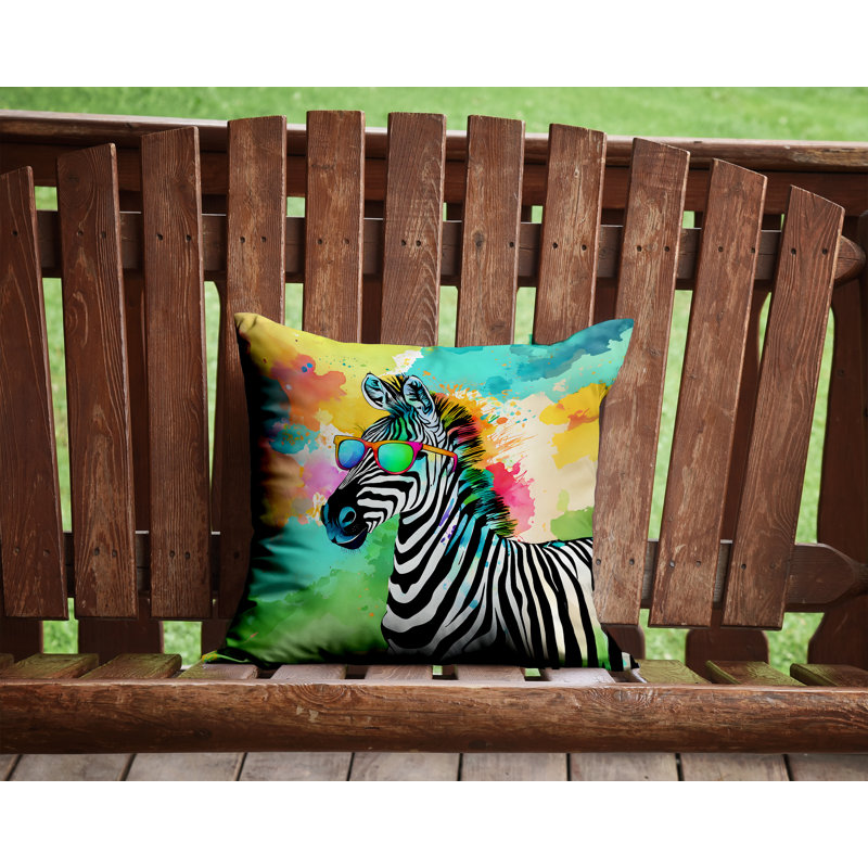 Hippie Animals Outdoor Throw Pillow, 14"H x 14"W