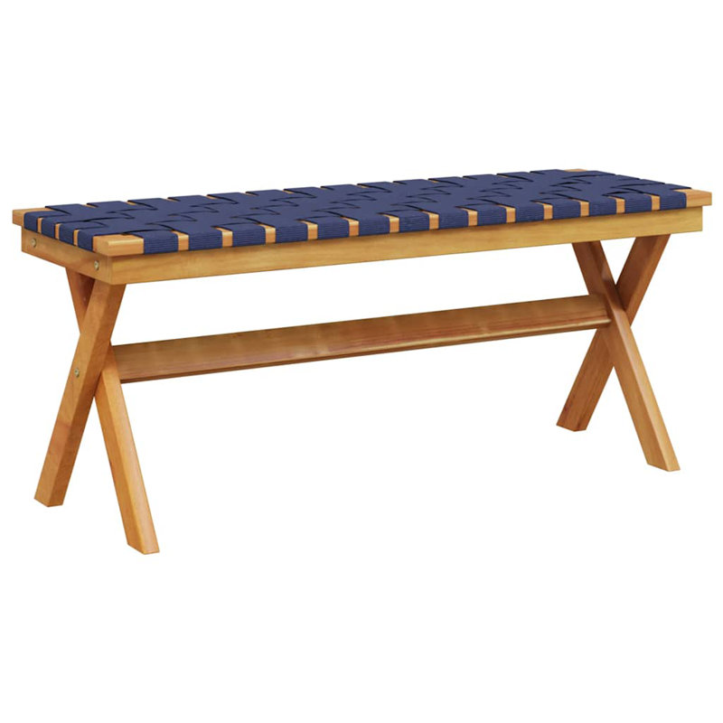 Vidaxl Garden Bench in Acacia and Fabric, Dark Blue
