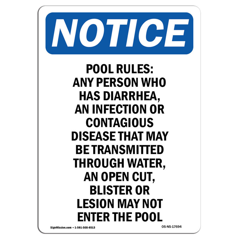 Pool Rules Any Person Who Has Sign