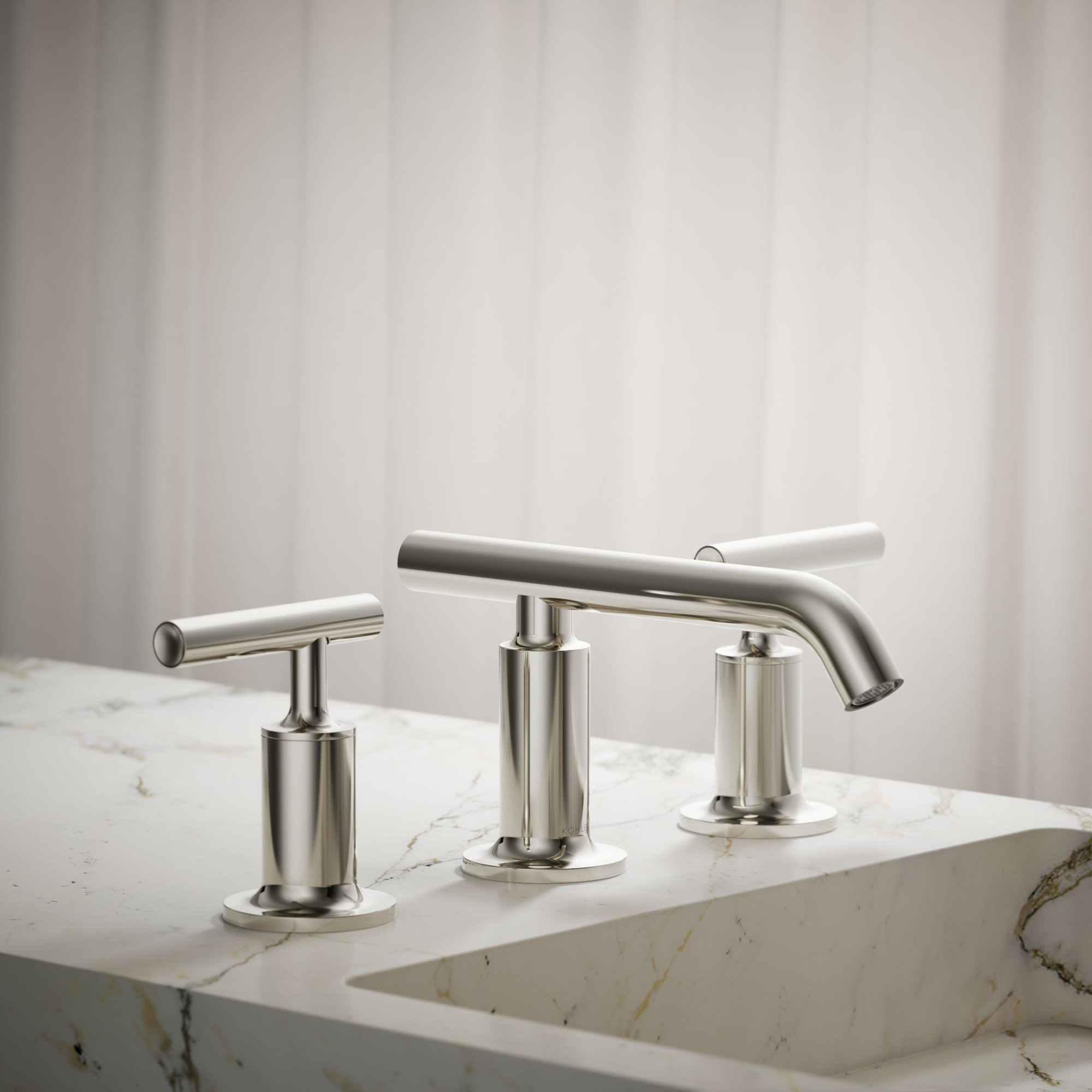 Purist Widespread Bathroom Faucet with Drain Assembly, Vibrant Polished Nickel