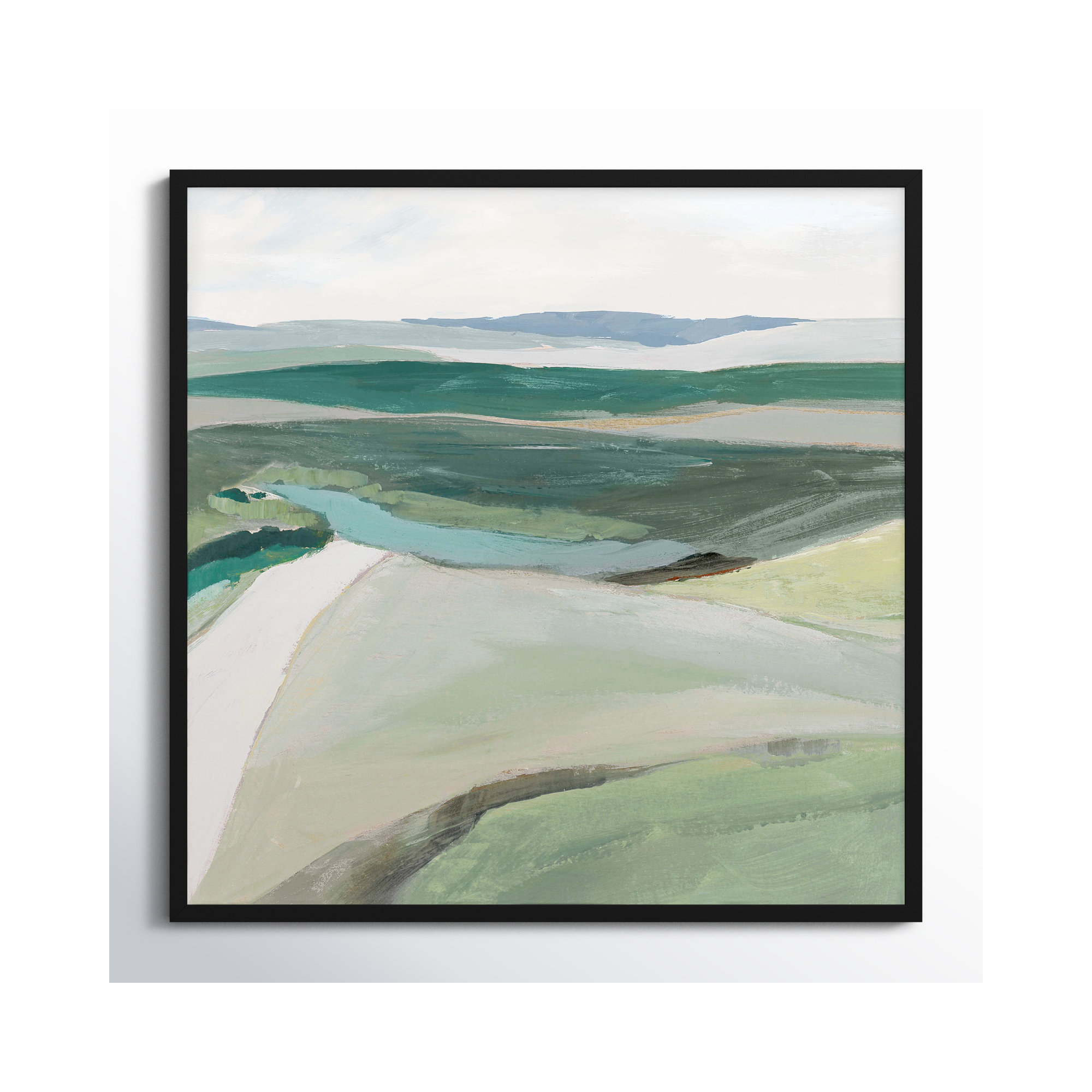 Fields Of Green II by - Single Picture Frame Print, Satin Black Framed, 32" H x 32" W x 1.25" D