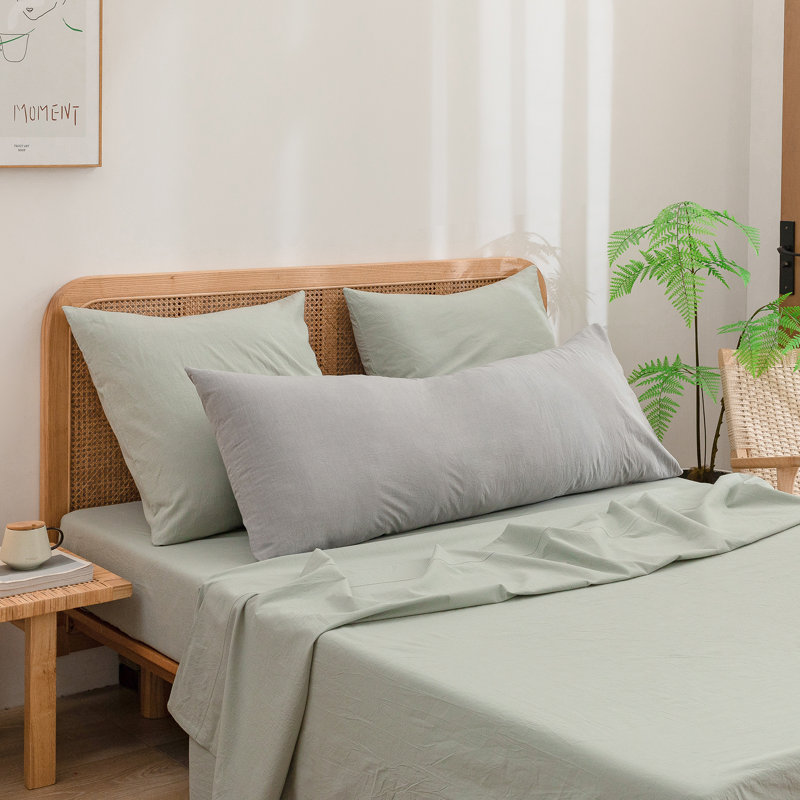 Housse de coussin 100% coton délavé Bestouch, De corps (20 po x 54 po), Gris clair