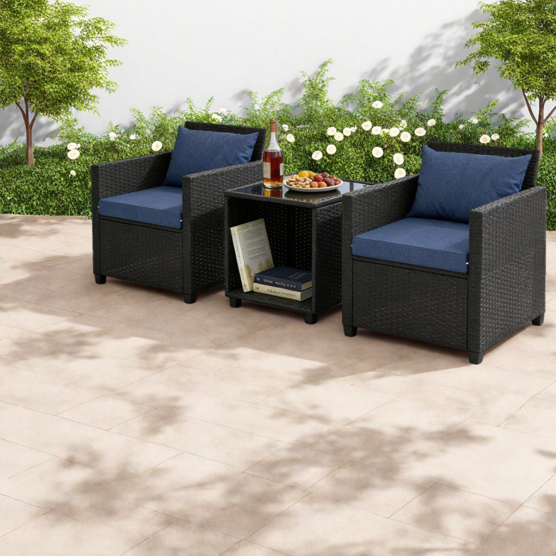 Comfortable Patio Dining Sets, Metal Rattan Modern Bistro For Small Spaces