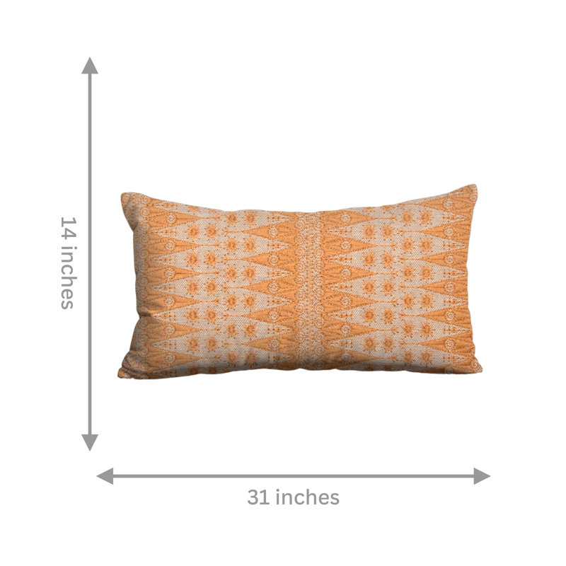 Autumn Embroidery Feather Down Fill Pillow Cover with Insert, Orange