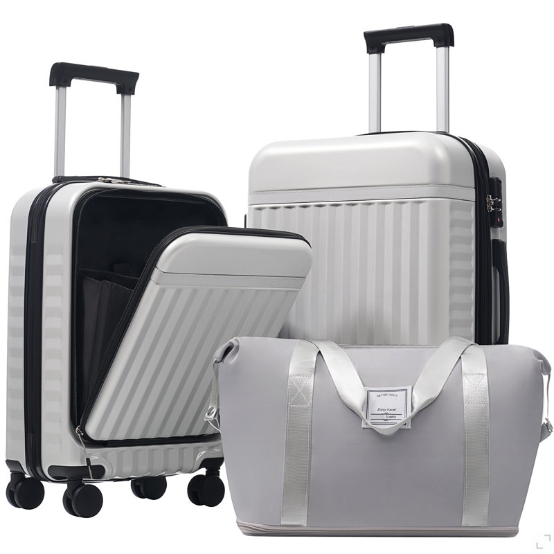 Ensemble de 3 valises à ouverture frontale, valise de transport rigide avec port USB, bagage extensible avec poignée à roulettes, verrou TSA