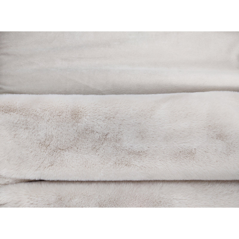 Marilynn Faux Fur Throw Blanket, Cream