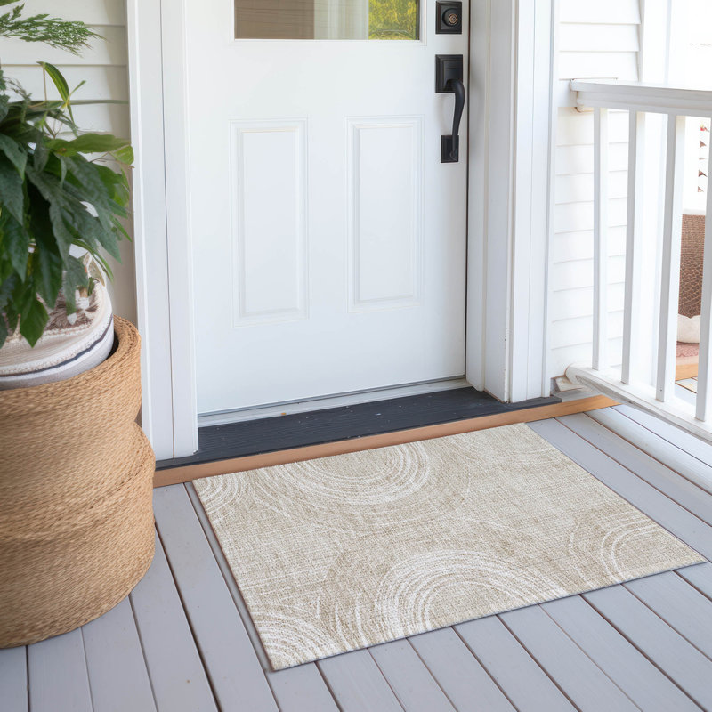 Machine Washable Indoor/Outdoor Keim ACN2380 Geometric Rug, Rectangle 1'8" x 2'6"