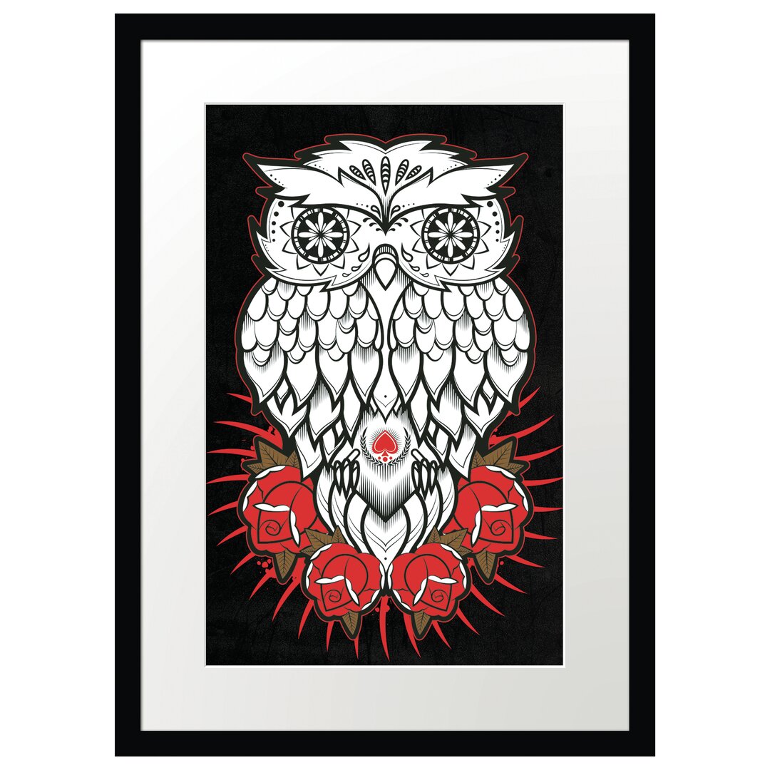 Gerahmtes Poster Owl Black