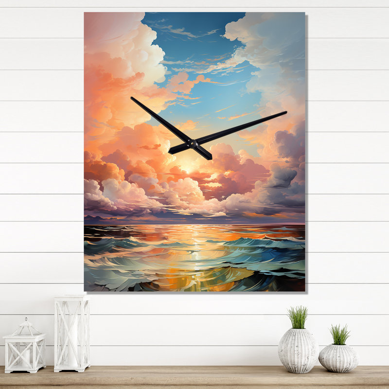 Clouds Skys Canvas IV - Très grandes horloges murales paysage et nature, H 32 po x l 24 po x P 1 po