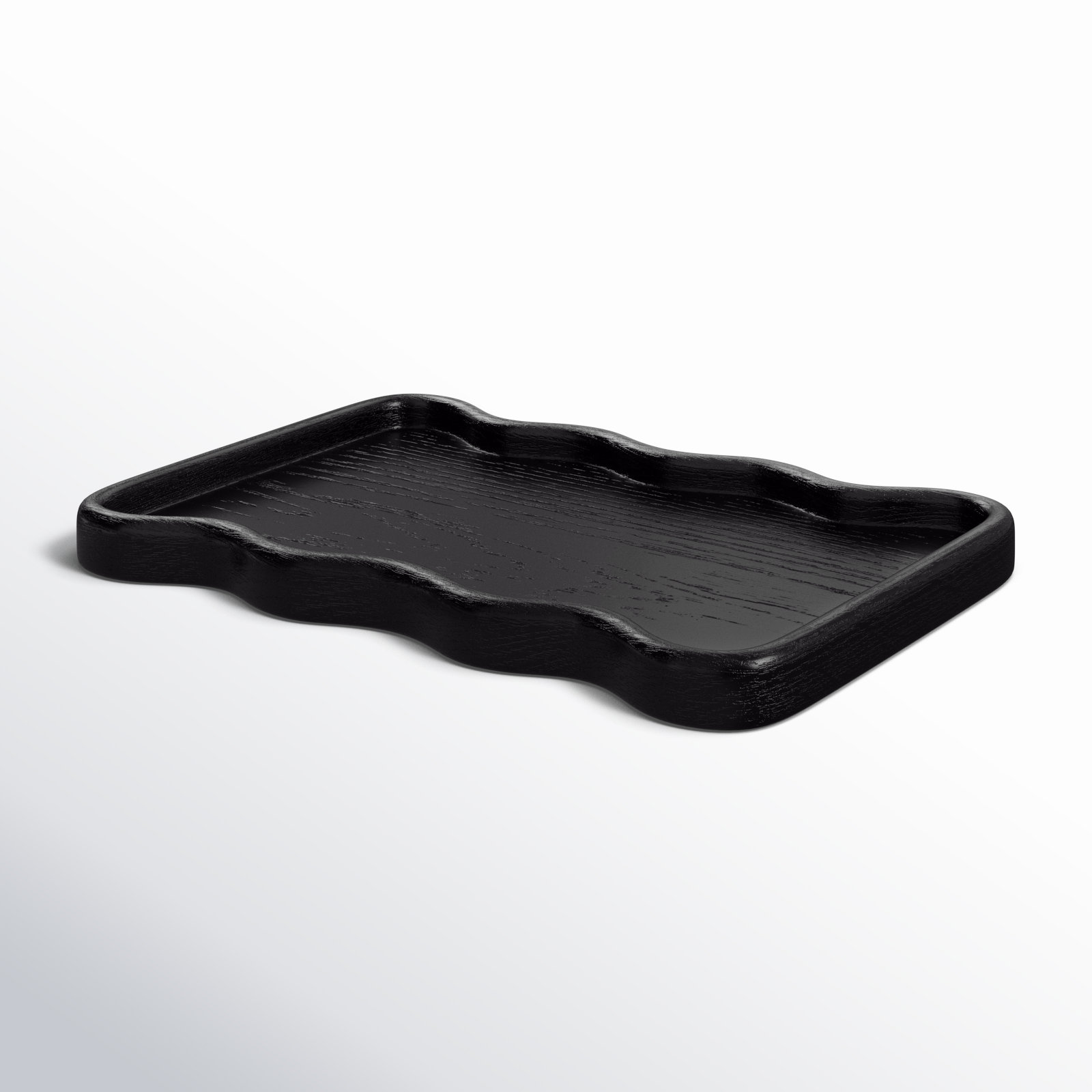 Almandine Solid Wood Decorative Tray, 1.5" H x 19.25" W x 13.1" D, Black