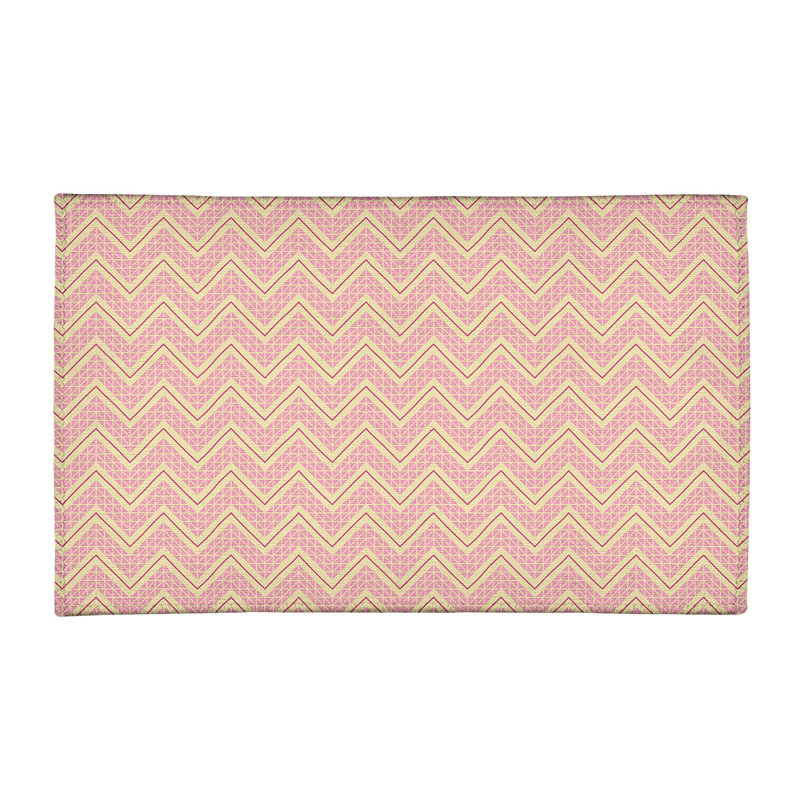 Tapis à chevrons rose/brun/ivoire à la main, Rectangle 8 pi x 10 pi