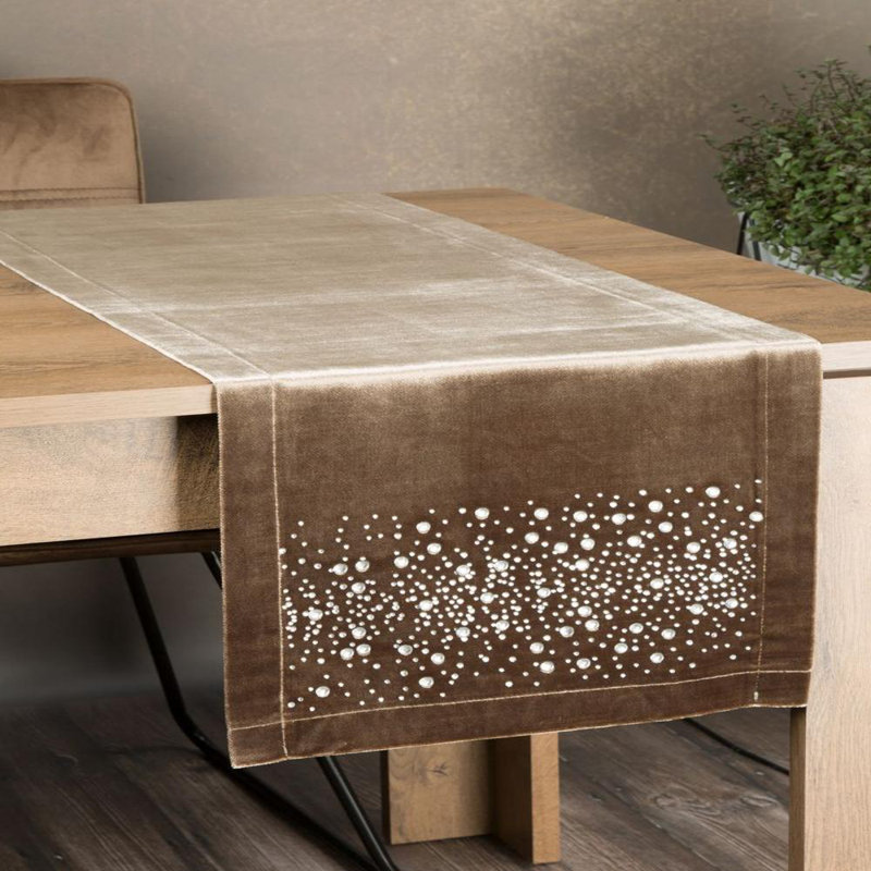 Solid Colour Tablecloth, Dark Beige, 35cm W x 180cm L