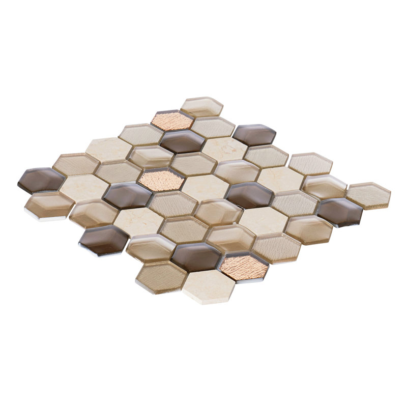 Emperador Marble Mosaic Sheet Tile, Brown/Beige