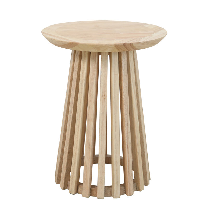 Bayram Solid Wood Pedestal End Table, Tan