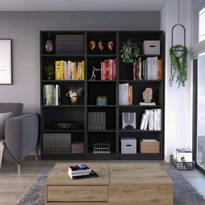 3-Piece Bookcase Set with 15 Shelves