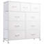 Commode Reinardo 9 tiroirs de 100 cm de large avec plateau en bois, commode haute avec structure en acier robuste, commode blanche pour garde-robe, chambre, salon-2059246250