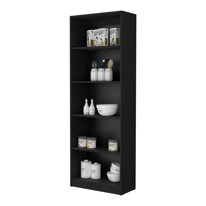 Bibliothèque à 4 tablettes Sutton avec tablettes de rangement modernes, Noir
