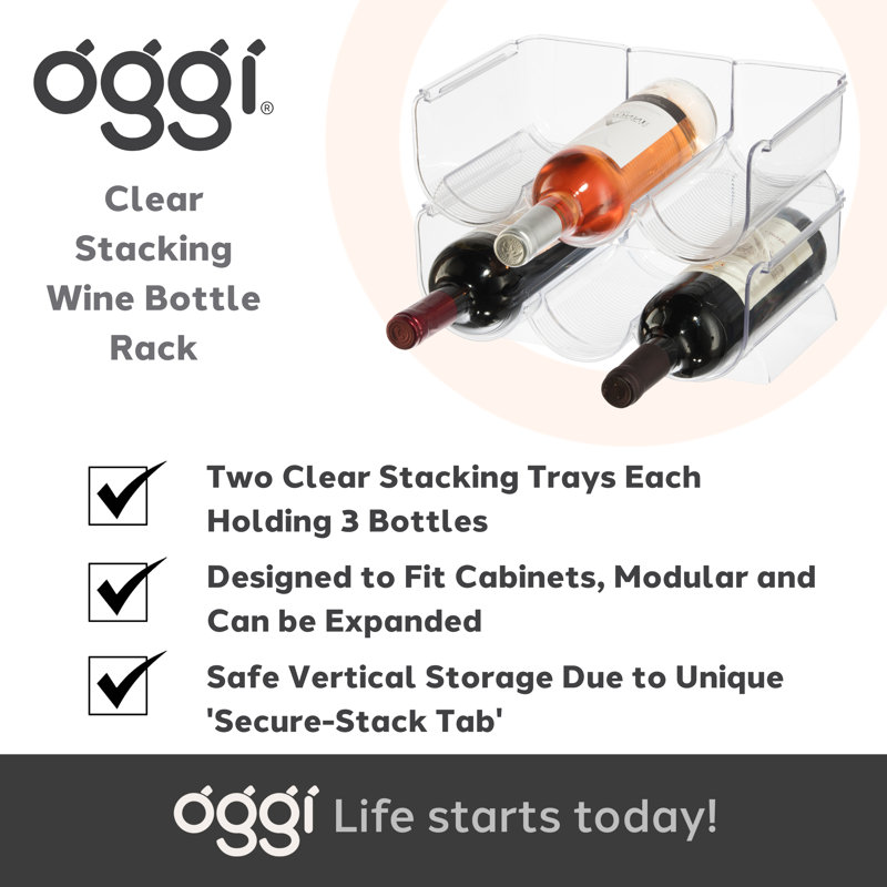 Clear Stackable 6-Bottle Plastic Wine Rack