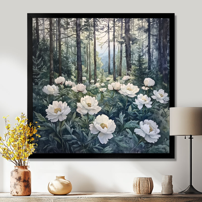 Glynys, pivoines dans la forêt alpine II - pivoines, art mural, H 16 po x l 16 po, Reproduction encadrée d'une seule photo