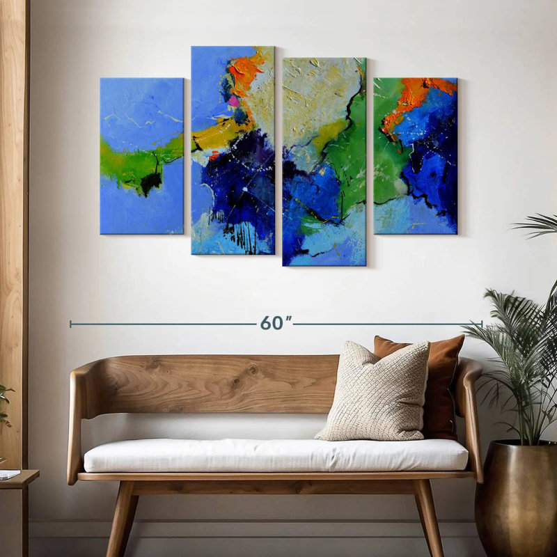 Blue Heart Abstract, 32" H x 52" W