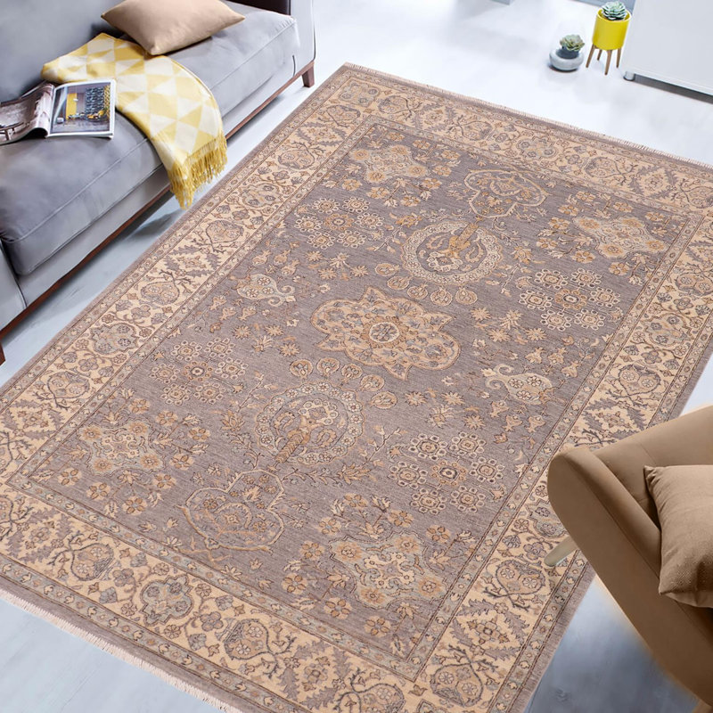 Tapis brun en laine noué à la main 6 pi x 13 pi 2 po Abbigail Southwestern