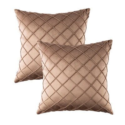 Coussin décoratif carré en velours 18 po, coussins décoratifs texturés à losanges