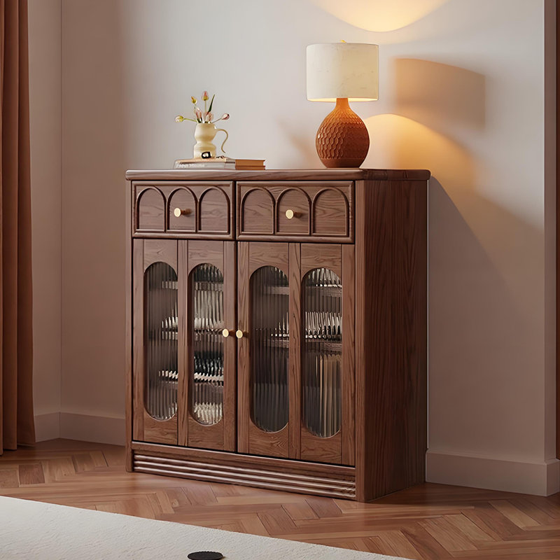 Retro style fashionable storage shoe cabinet, Dark Brown Wood