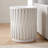 Elegant White 20" Round Accent Table with Woven Vertical Slat Design