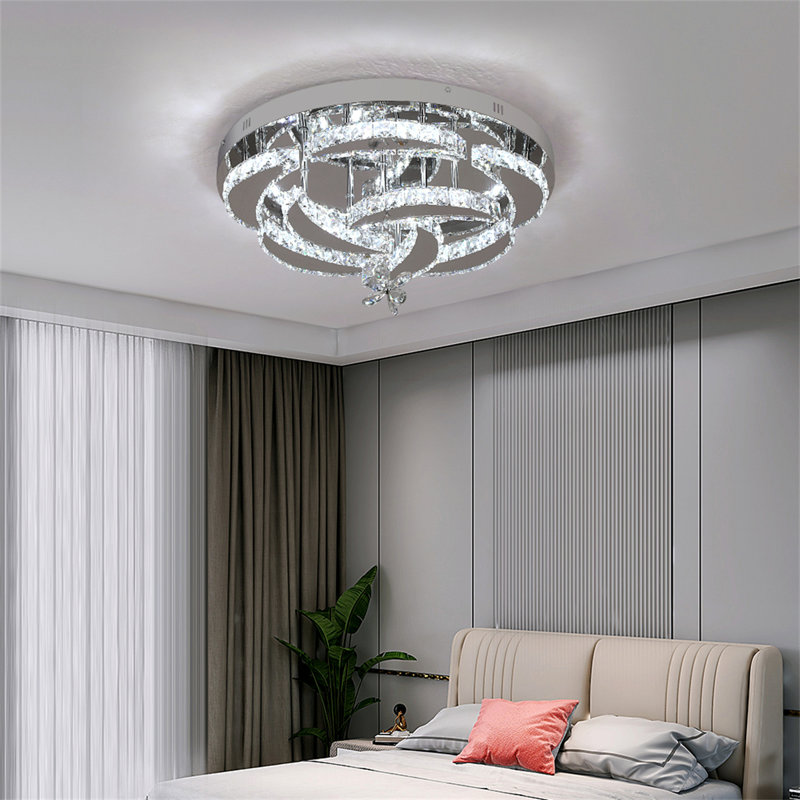 Lustre à DEL à 8 lumières avec accents de cristal à 8 lumières Jooyoung, Chrome, Non, No