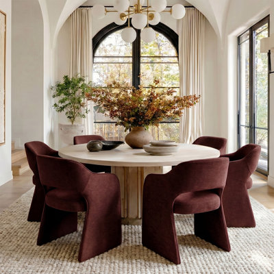 19" Seat Height Upholstered Chenille Dining Armchair