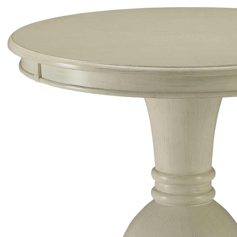Accent Table with Pedestal Base, Antique White