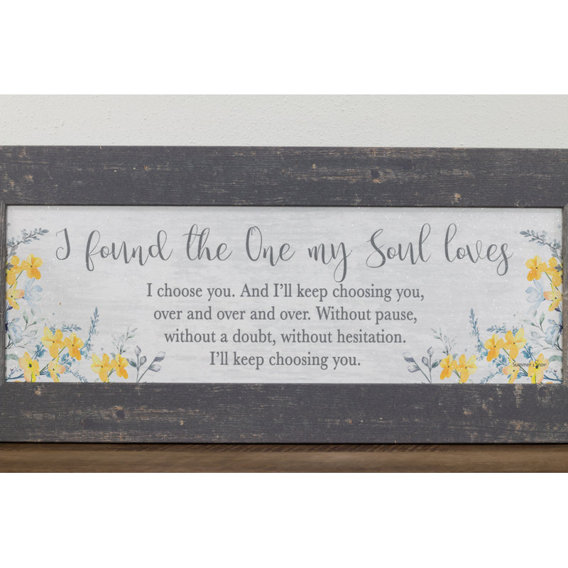 «I Found The One My Soul Loves I Choisissez You», art floral gris et jaune