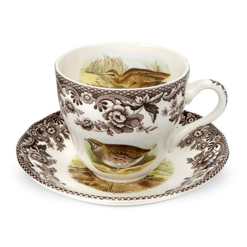 Spode Woodland Tcup/Scr 7 Oz Ql/Pheas/Snp/Rab