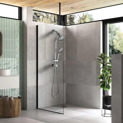 5 Inch Rain Shower & 7 Handheld With 26" Adjustable Slide Rail, Quick Install, 1.8Gpm , Brushed Nickel Look, Stainless Steel Structure, Alloy Head, Nozzles, 7 Spray Modes 7-Spray Showerhead And Bar,