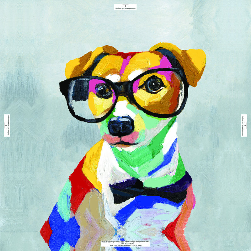 Pop Art Small Dog With Glasses - Wrapped Canvas Art Prints, 30cm H x 30cm W 