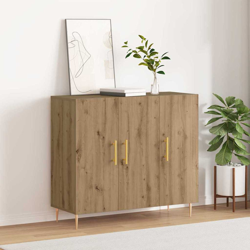 Sideboard 90X34x80 Cm Engineered Wood, Artisan Oak